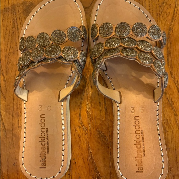 Laidback London Handmade Leather Beaded Sandals Women’s Size 36 (US 5–5.5) NWOT! - Picture 1 of 10